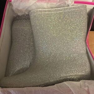 Sparkly Silver Kids Rain Boots